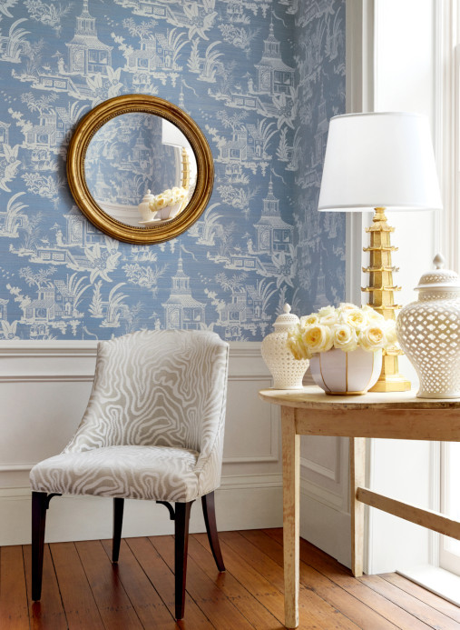 Thibaut Wallpaper Empress Court - Blue